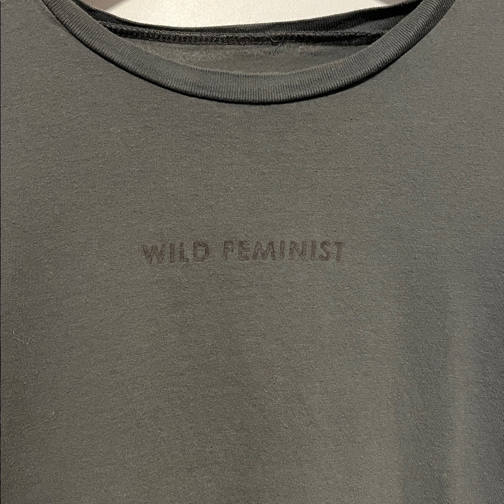 Wildfang “Wild Feminist” Gray on Gray Women's Cropped Tee
